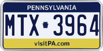 PA license plate MTX3964
