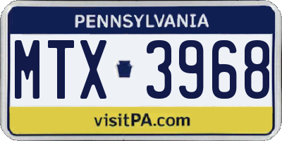 PA license plate MTX3968
