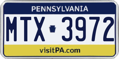 PA license plate MTX3972
