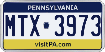 PA license plate MTX3973