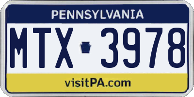 PA license plate MTX3978