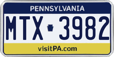 PA license plate MTX3982