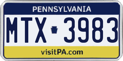 PA license plate MTX3983