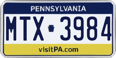 PA license plate MTX3984