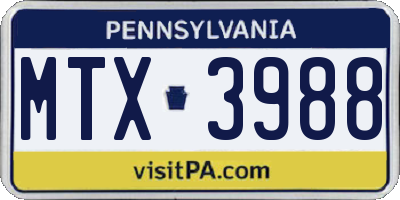 PA license plate MTX3988