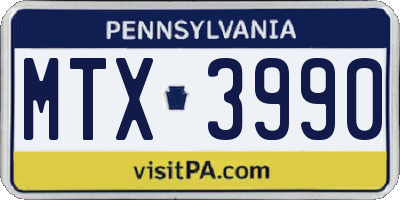 PA license plate MTX3990