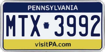 PA license plate MTX3992
