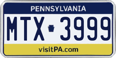 PA license plate MTX3999