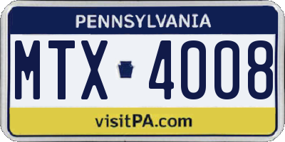 PA license plate MTX4008