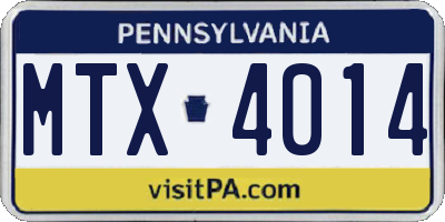 PA license plate MTX4014