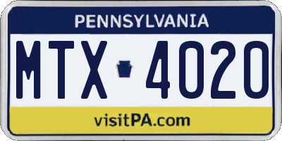 PA license plate MTX4020