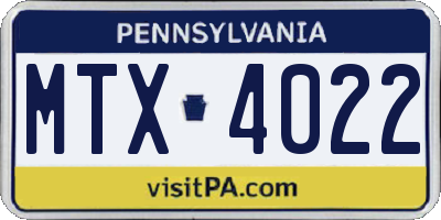 PA license plate MTX4022