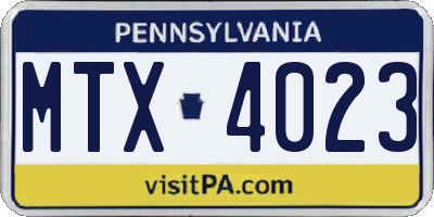 PA license plate MTX4023