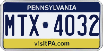 PA license plate MTX4032