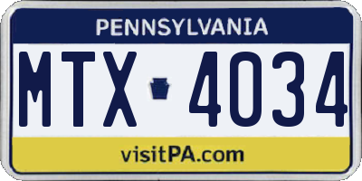 PA license plate MTX4034