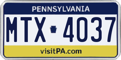 PA license plate MTX4037