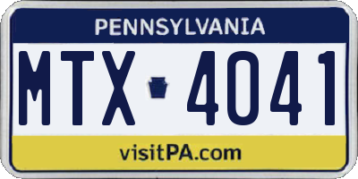 PA license plate MTX4041