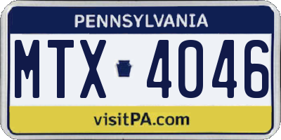 PA license plate MTX4046