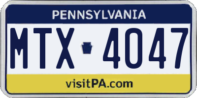 PA license plate MTX4047