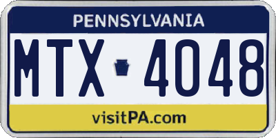 PA license plate MTX4048