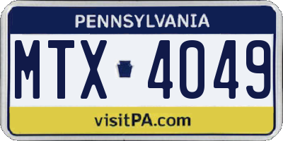 PA license plate MTX4049