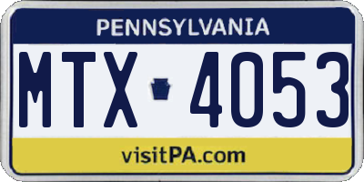 PA license plate MTX4053