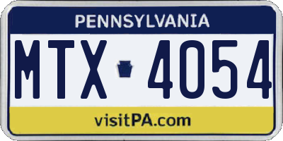 PA license plate MTX4054