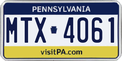 PA license plate MTX4061
