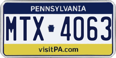 PA license plate MTX4063