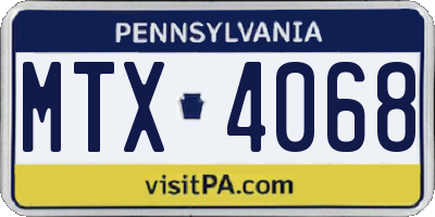 PA license plate MTX4068