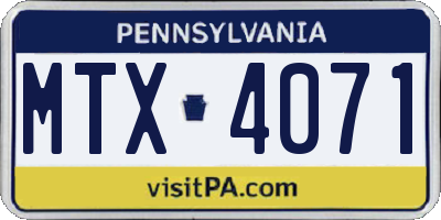 PA license plate MTX4071