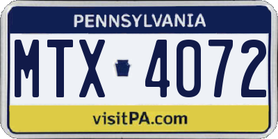 PA license plate MTX4072