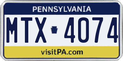 PA license plate MTX4074
