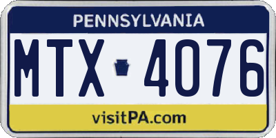 PA license plate MTX4076