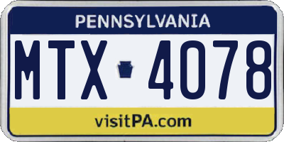 PA license plate MTX4078