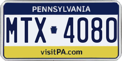 PA license plate MTX4080