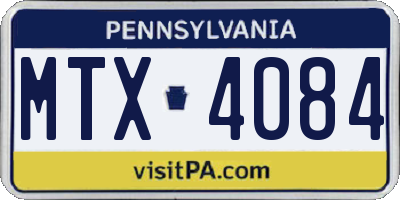 PA license plate MTX4084