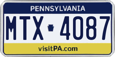 PA license plate MTX4087