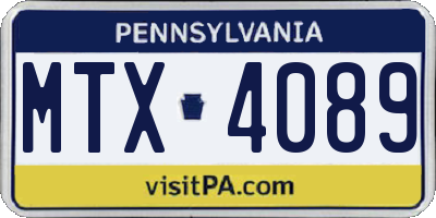 PA license plate MTX4089