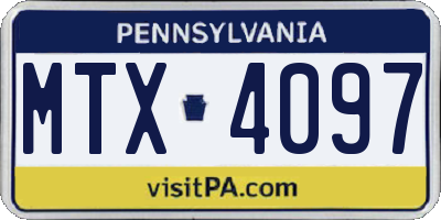 PA license plate MTX4097