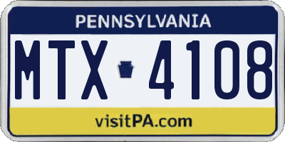 PA license plate MTX4108