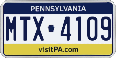 PA license plate MTX4109