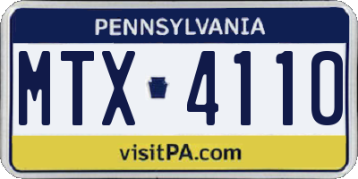 PA license plate MTX4110