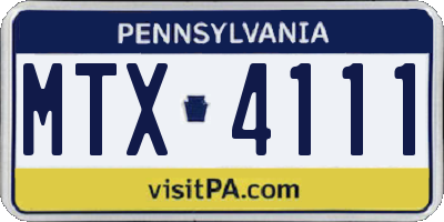PA license plate MTX4111