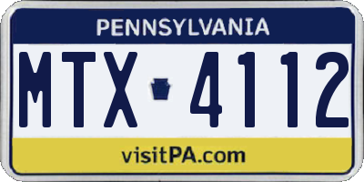PA license plate MTX4112