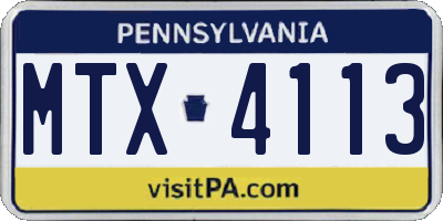 PA license plate MTX4113