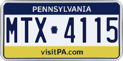 PA license plate MTX4115