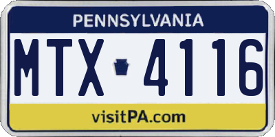 PA license plate MTX4116