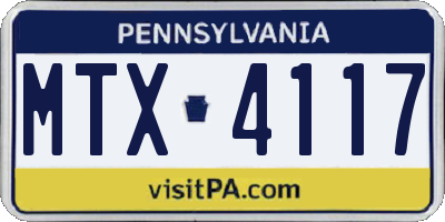 PA license plate MTX4117