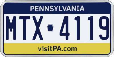 PA license plate MTX4119